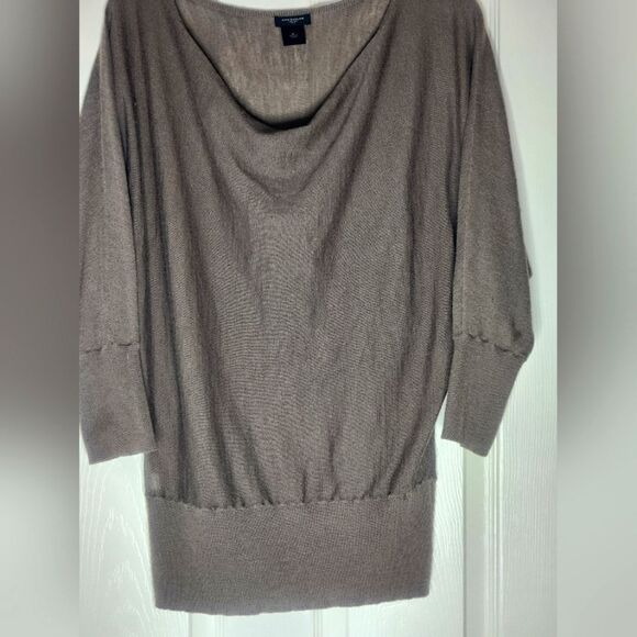 Ann Taylor M Fossil Gray WOOL Blend 3/4 Sleeves Cowl Neck Women's Sweater - Picture 1 of 8